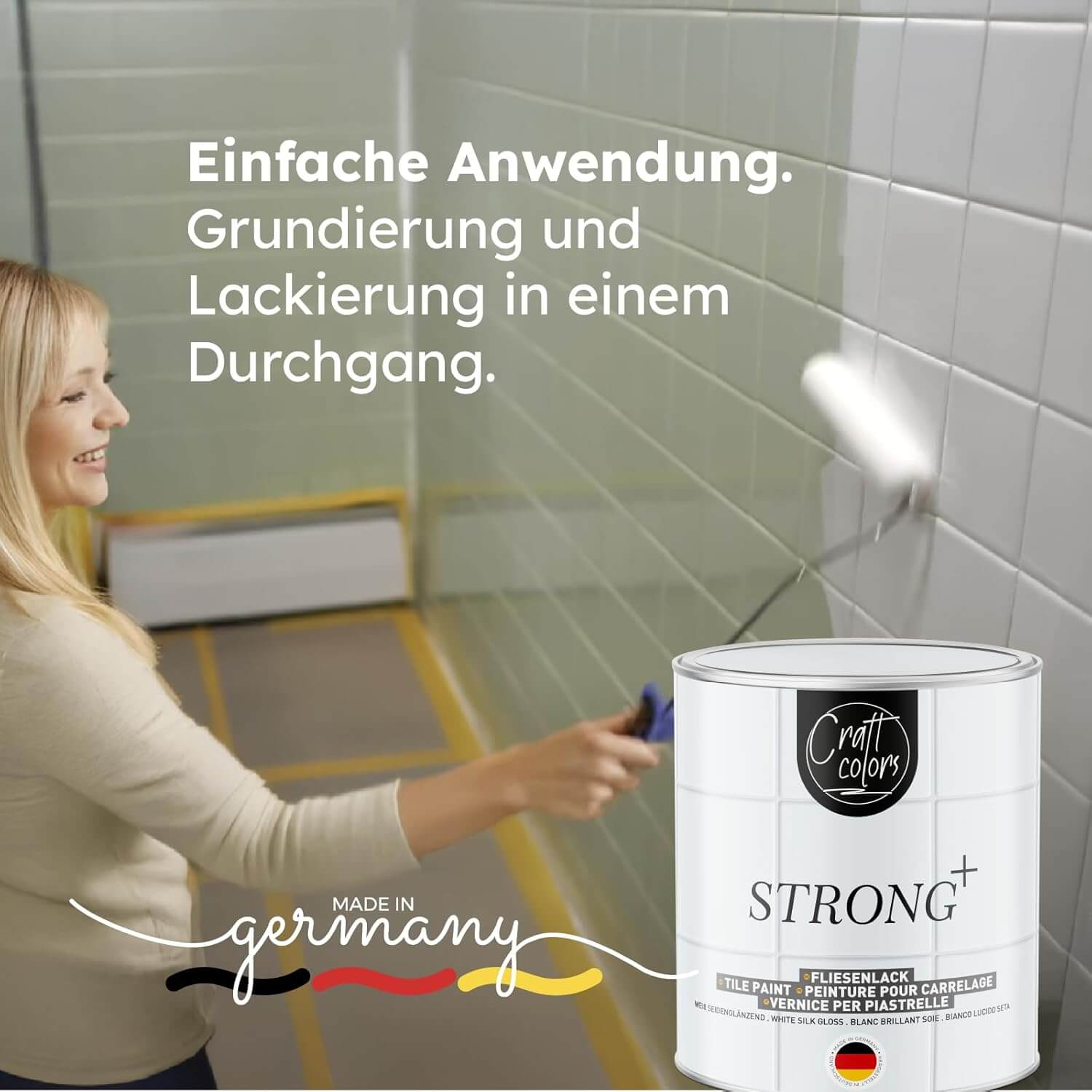 Peinture carrelage 2EN1 apprêt et vernis en une seule étape, blanc satiné brillant