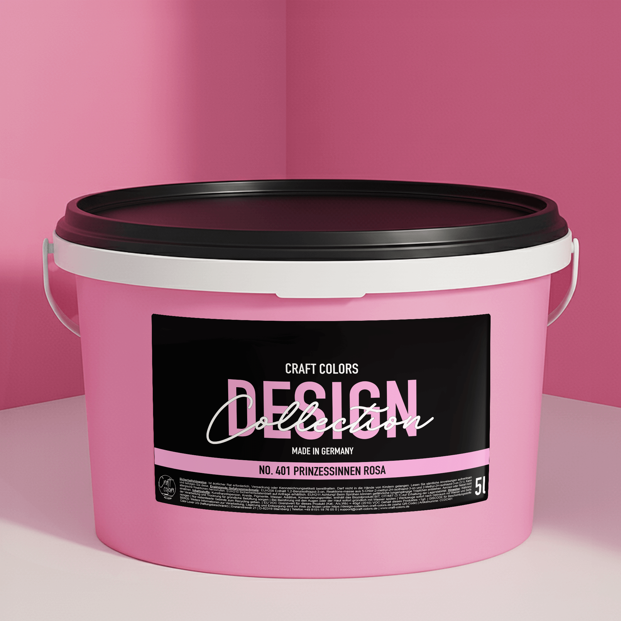 Peinture murale mate rose bébé rose princesse n° 401 Design Collection 5L
